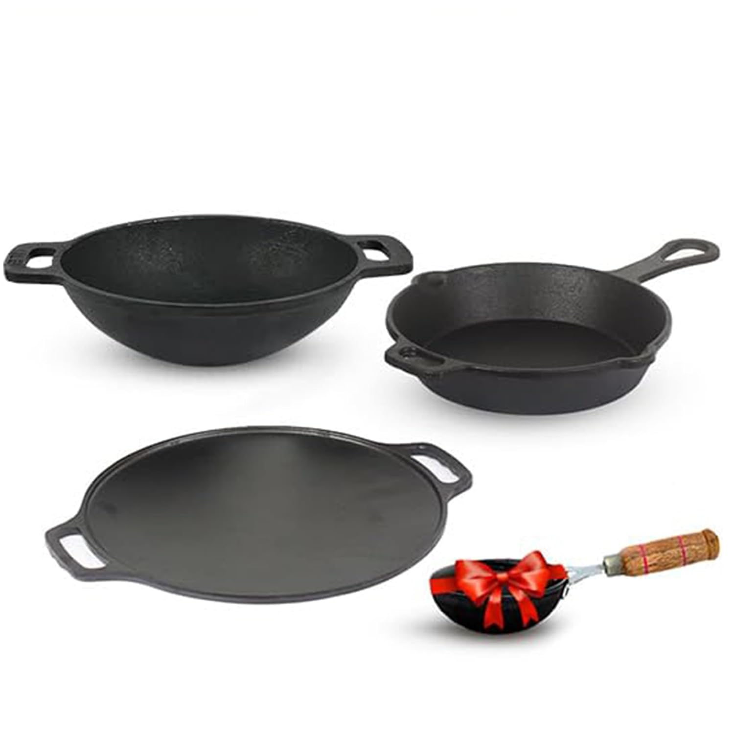 The Indus Valley Pre Seasoned Cast Iron Cookware Set Free Tadka Pan